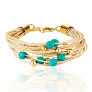P213 - ROUND STONE BRACELET BURITI ORGANIC STRAW AND GOLD PLATING (T)