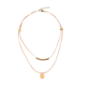 CF142 - CHAMELEON SHORT NECKLACE MIX BURITI ORGANIC STRAW AND GOLD PLATING  (T)