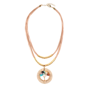 CM1186 - MAXI YPÊ NECKLACE BURITI ORGANIC STRAW AND GOLD PLATING (T)