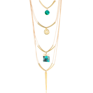 CL1094 - MIX LONG POINTED RUSTIC NECKLACE BURITI ORGANIC STRAW AND GOLD PLATING (T)