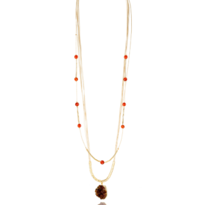 CL1100 - MIX LONG THINKING NECKLACE BURITI ORGANIC STRAW AND GOLD PLATING (T)