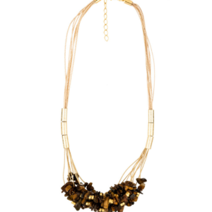 CM1140 - MAXI GRAVEL NECKLACE BURITI ORGANIC STRAW AND GOLD PLATING (T)