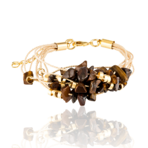 P256 - MAXI GRAVEL BRACELET BURITI ORGANIC STRAW AND GOLD PLATING (T)