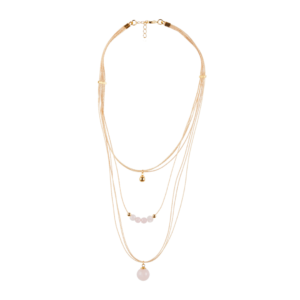 CF163 - ROUND STONE NECKLACE BURITI ORGANIC STRAW AND GOLD PLATING (T)