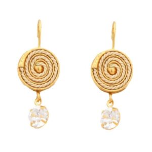 BQ132.1 - MINI MANDALA EARRINGS IN BURITI STRAW AND GOLD PLATING (B)