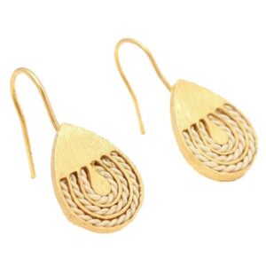 BQ165 - EARRING MANDALA DROPS IN BURITI STRAW AND GOLD PLATING (B)