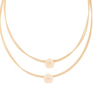 C309 - MOTHER OF PEARL - BURITI STRAW NECKLACE GOLD PLATING (B)