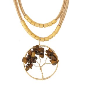 CE401 G - TIGER EYE BURITI ORGANIC STRAW AND GOLD PLATING (B)