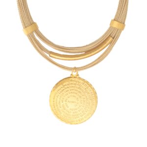 CE433 - NECKLACE MAXI OUR FATHER'S PRAYER IN BURITI STRAW AND GOLD PLATING (B)