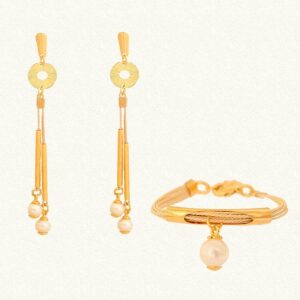 CJ0036 - BURITI STRAW PEARL SET BURITI ORGANIC STRAW AND GOLD PLATING (B)