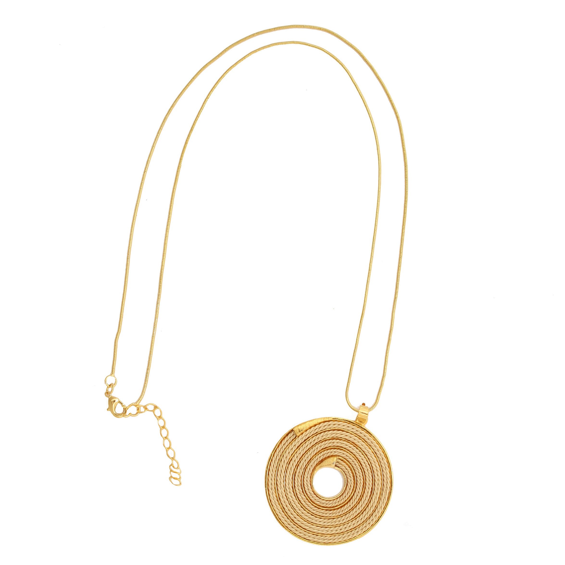 CN43 - MANDALA - LONG CHAIN NECKLACE IN BURITI ORGANIC STRAW AND GOLD PLATING (B)