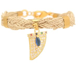 PV79.5 - ZIRCONIA SABER TOOTH WITH NAVY BLUE CRYSTAL AND GOLD PLATING (B)