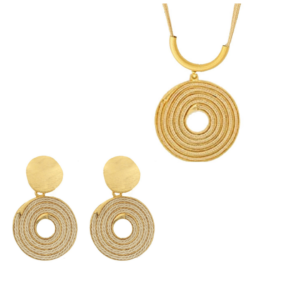 CJ0065 - SNAIL SET IN BURITI ORGANIC STRAW AND GOLD PLATING (B)
