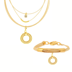 CJ0077 - SMALL SNAIL SET BURITI ORGANIC STRAW AND GOLD PLATING (B)