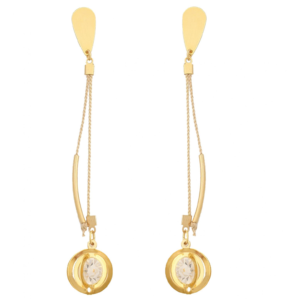 AR68 - GEOMETRIC EARRING IN BURITI ORGANIC STRAW AND GOLD PLATING (B)