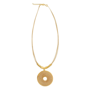 C162 - LONG SNAIL NECKLACE IN BURITI ORGANIC STRAW AND GOLD PLATING (B)