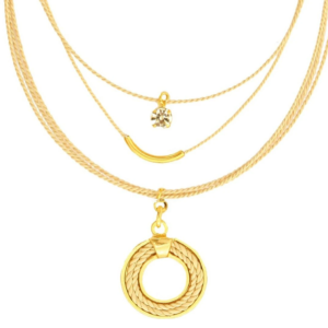 C219.101 - BURITI ORGANIC STRAW NECKLACE GOLD PLATING (B)
