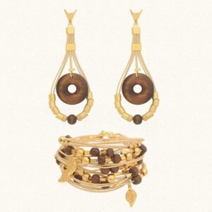 CJ0104 - TROPICAL LIGHT MADEIRA SET BURITI ORGANIC STRAW AND GOLD PLATING (B)
