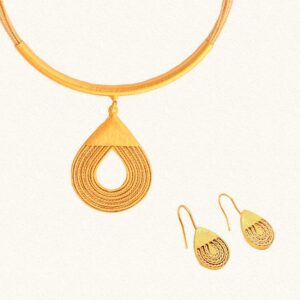 CJ0105 - MANDALA SET DROPS IN BURITI ORGANIC STRAW AND GOLD PLATING (B)
