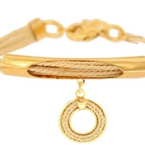 PF560 - FINE CARACOL BRACELET IN BURITI ORGANIC STRAW AND GOLD PLATING  (B)