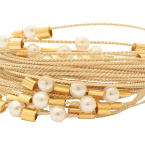 PE1068 - BRACELET PEARLS IN BURITI ORGANIC STRAW AND GOLD PLATING (B)