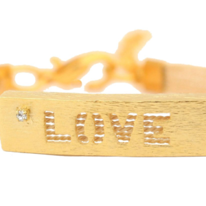 PF296 - BURITI ORGANIC STRAW LOVE BRACELET AND GOLD PLATING (B)
