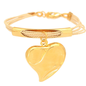 PF495 - BURITI ORGANIC STRAW HEART BRACELET AND GOLD PLATING (B)