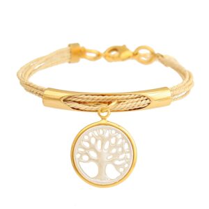 PF529 - TREE OF LIFE BRACELET IN BURITI ORGANIC STRAW AND GOLD PLATING  (B)
