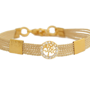 PF557 - TREE OF LIFE ZIRCONIA BRACELET IN BURITI ORGANIC STRAW AND GOLD PLATING  (B)