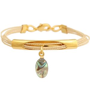 PF570 - FINE BRACELET IN ABALONE STONE AND BURITI STRAW AND GOLD PLATING  (B)