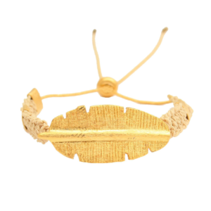 PV107 -  SHEET BRACELET IN BURITI STRAW AND GOLD PLATING (B)
